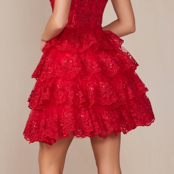 NEW OFF SHOULDER RUFFLED COCKTAIL RUFFLED DRESS W/ SWEETHEART NECKLINE NX R877 - Picture 9 of 9
